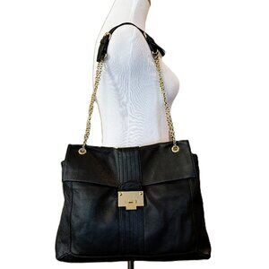 Kate Landry Black Leather Handbag Crossbody Adjustable Chain Shoulder Strap
